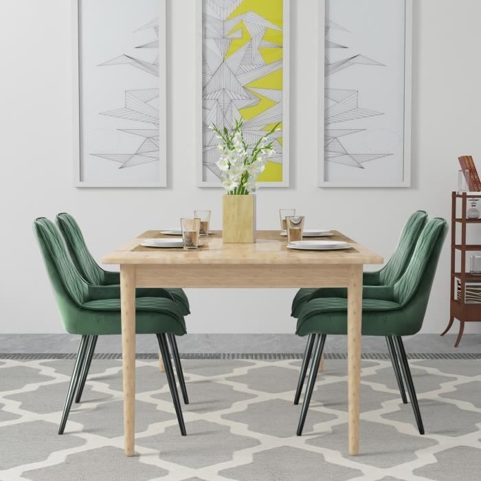 Chaises hautes velours vert et métal pour salle à manger