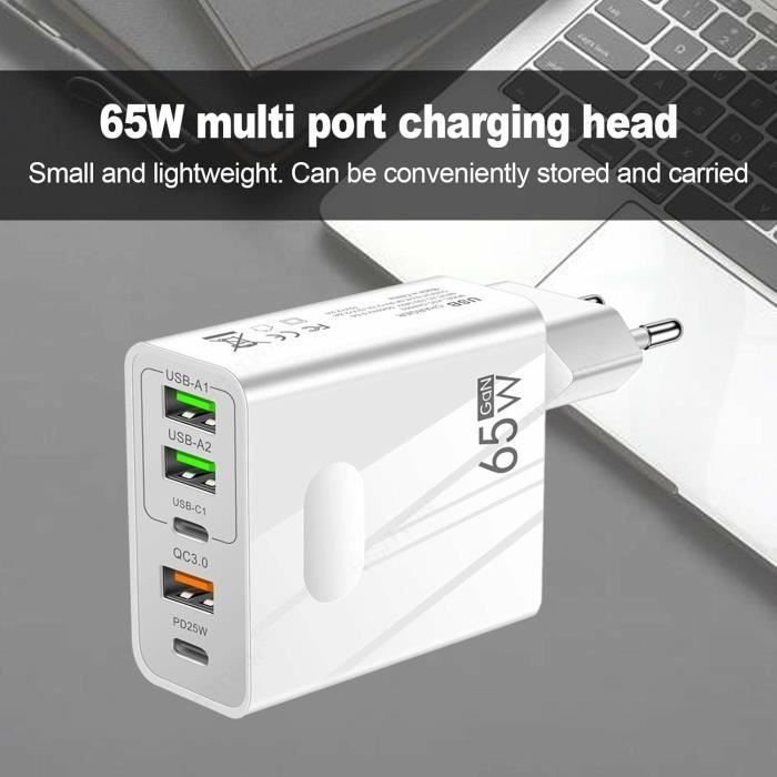 40W Chargeur Rapide | Double PD QC3.0 Triple Port Chargeur Portable