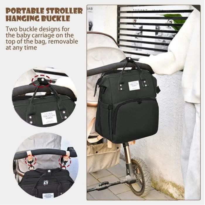 Sac à Dos Langer Bébé Avec Lit Intégré - 20L, Compartiment Isotherme, Port USB, Moustiquaire - Sac Multifonction Pour Voyage, Extérieur