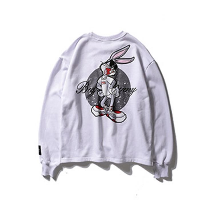 Pull Homme Imprime devant et derriere Bugs Bunny Marron