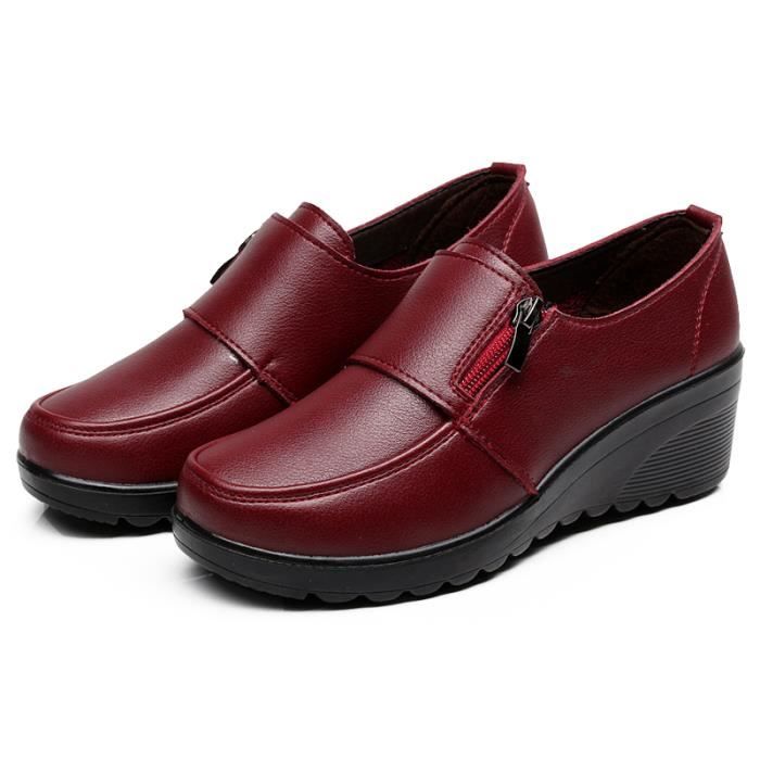 Chaussures Flâneurs Cuir Véritable Femme Talon Compensé 3 Cm – Confort Marche Quotidien, Slip-on Souples
