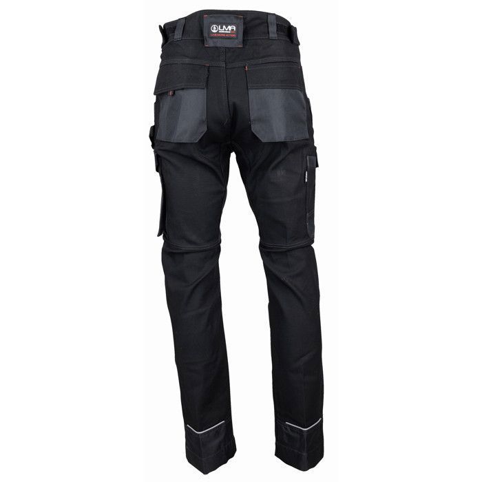 LMA 1257 HERSE Pantalon De Travail Tricolore Marine/Noir/Orange - Taille 44, Ceinture Élastiquée, Zéro Métal