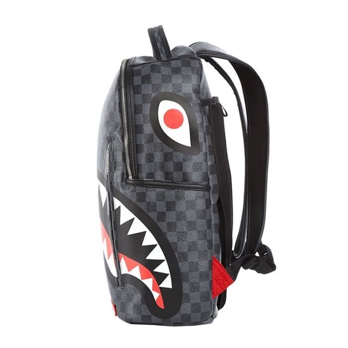 Sac a dos 45 cm Black checkered Sharks in Paris BLACK CHECKERED SHARK IN PARIS Cdiscount Bagagerie Maroquinerie