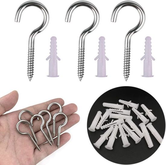 XKSOCT 10 Pièces Crochet A Visser Vis INOX A Piton à Crochet