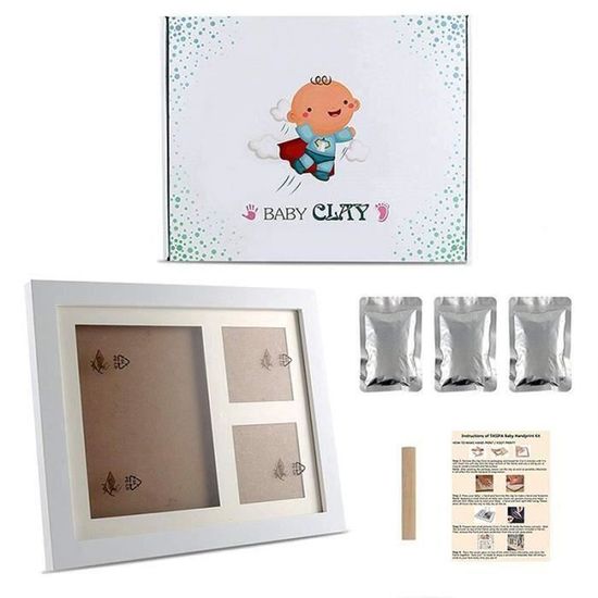 kit complet avec argile cadeau bapt/ême et naissance Cadre pour empreintes de b/éb/é et de b/éb/é porte bracelets de naissance