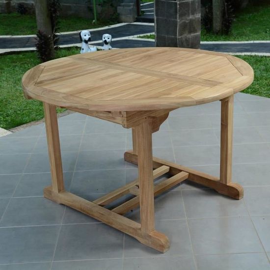Salon De Jardin En Teck Ecograde Wesport Table Ronde Extensible 1