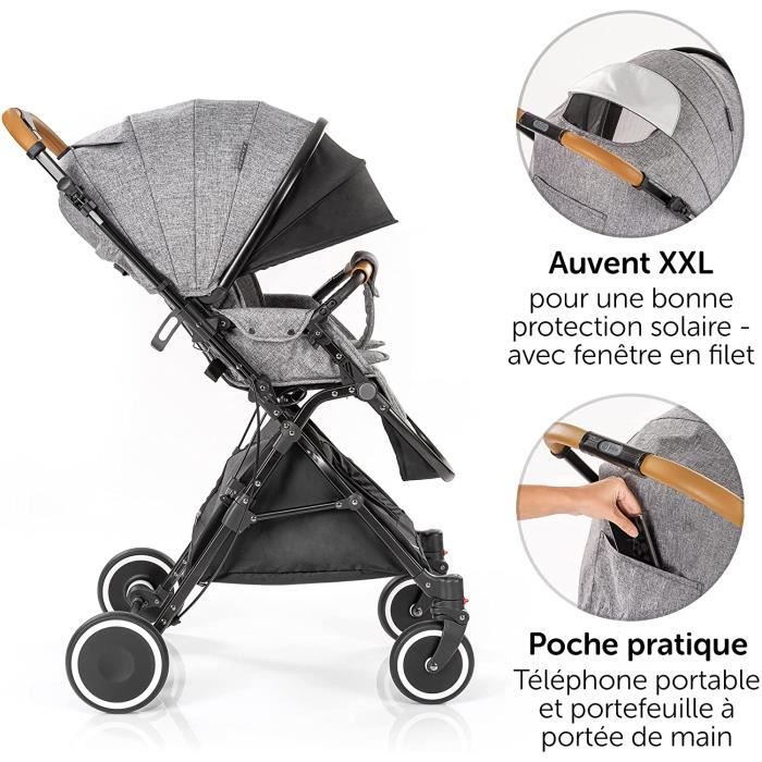 Poussette réversible pour bébé, poussette standard, orientée vers le parent  ou vers l'avant, pliage compact, auvent extensible, coussin, moustiquaire,  repose-pieds, protection contre la pluie ( Color : : Bébé et  Puériculture