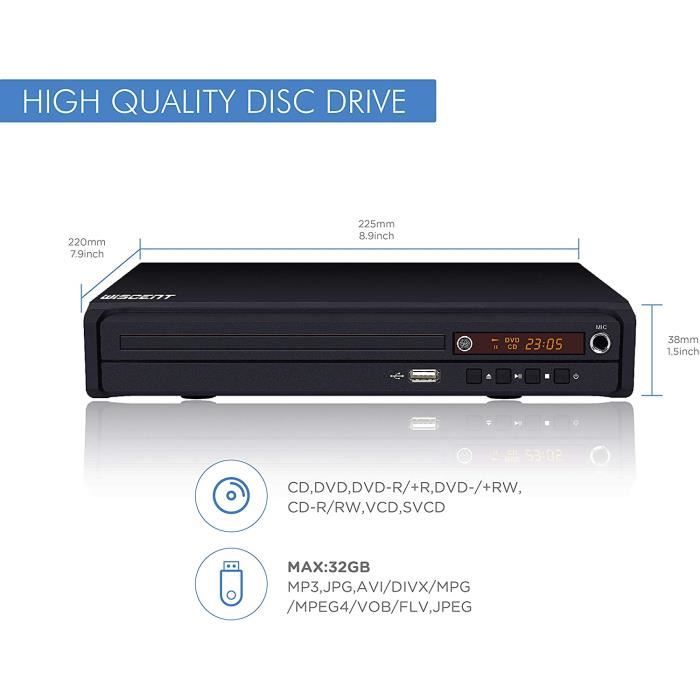 Lecteur DVD pour TV, DVD / CD / MP3 avec Prise USB, Sortie HDMI et