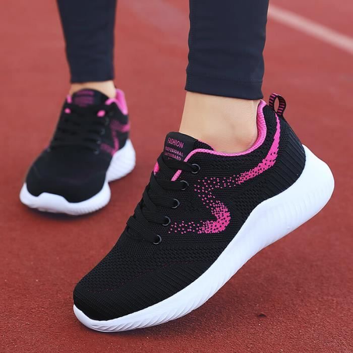 Noir Chaussures Femmes Basket legeres et souples Feminine Respirante Chaussure Noir Cdiscount Chaussures
