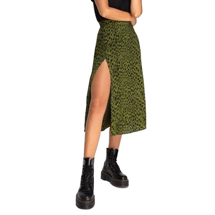 Jupe Jupe longue fendue leopard pour femme vetement Sexy a fleurs ample noir a la mode ete 2020 Type 4