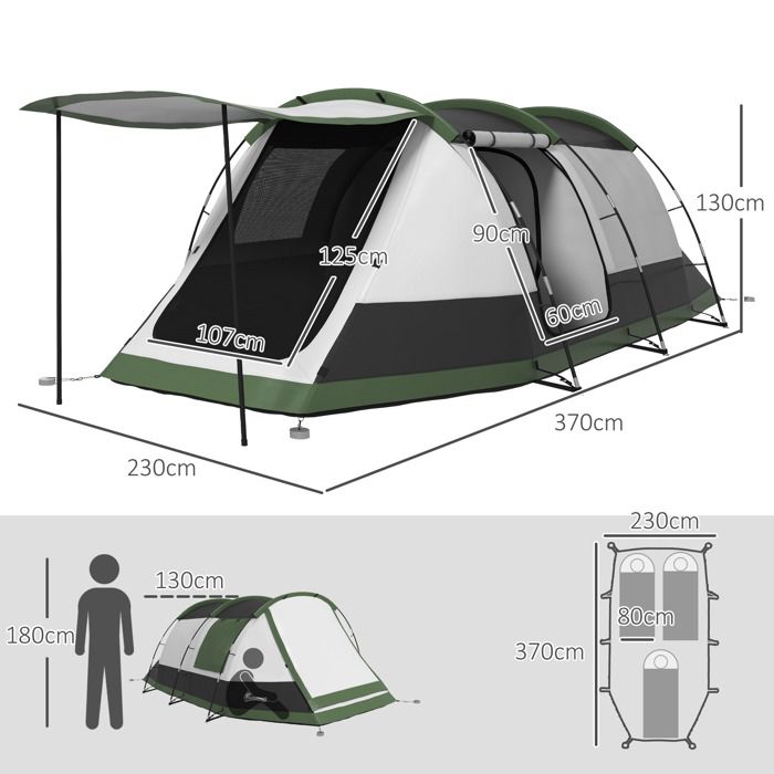 Outsunny Tente De Camping Familiale 6-8 Pers. Double Toit étanche De 2 000 Mm Legere Ventilee Facile A Monter~1mcr8i6r0ag00