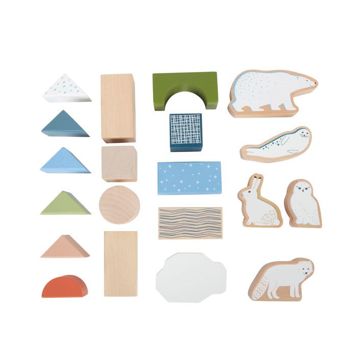 Blocs de construction en bois Small Foot dans un seau conteneur Hiver ...