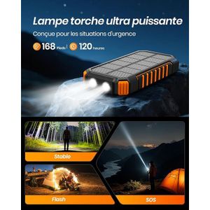 Chargeur Solaire Portable 26800mAh Avec Double Port USB - Batterie Externe