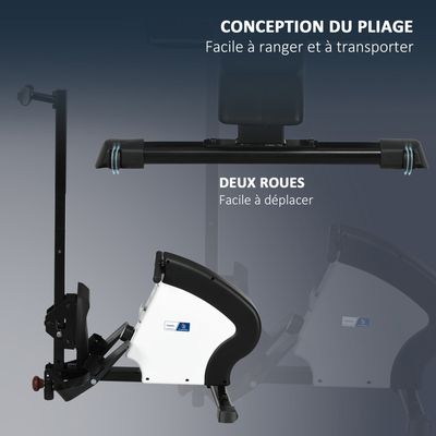 Rameur d'appartement pliable - x FFHandball - 8 niveaux de résistance magnétique, écran LCD - acier noir blanc - Sport Rameur d'appartement pliable - x FFHandball - 8 niveaux de résistance magnétique, écran LCD - acier noir blanc - Sport