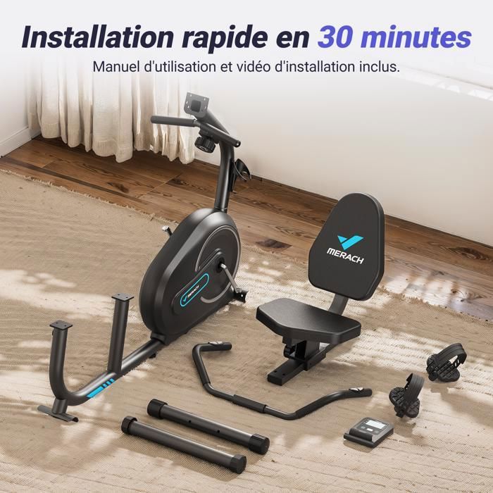 Vélo d'Appartement Semi-allongé MERACH Niveaux de Résistance