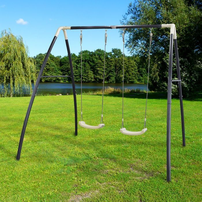 Portique Balançoire En Métal Pour Jardin – Cadre A Robuste, Capacité 880 Lbs, Hauteur 186 Cm, Pour Enfants 2-12 Ans, Installation Intérieur/extérieur