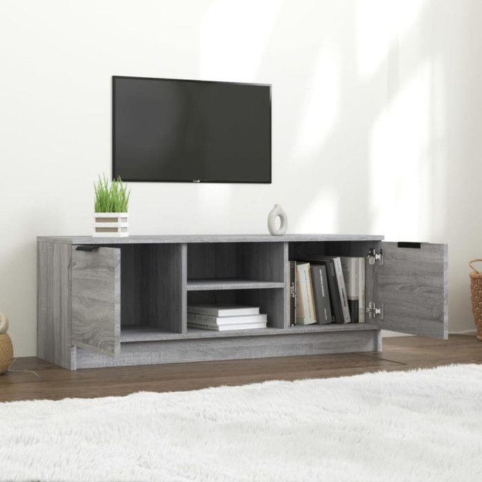 Meuble TV Sonoma Gris 150x30x44,5 Cm - Bois D'ingénierie - Neuf En Carton