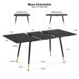 Table de salle à manger rectangulaire scandinave noir chic extensible 120-160*80CM-0