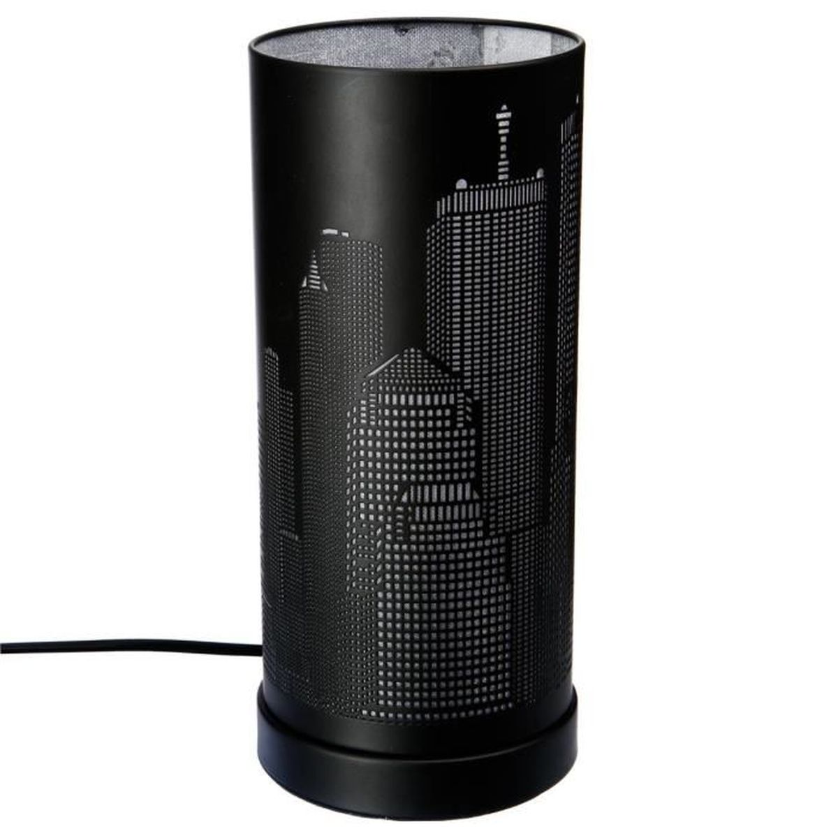 Lampe Tactile New York Cylindrique Argente Noire Achat Vente
