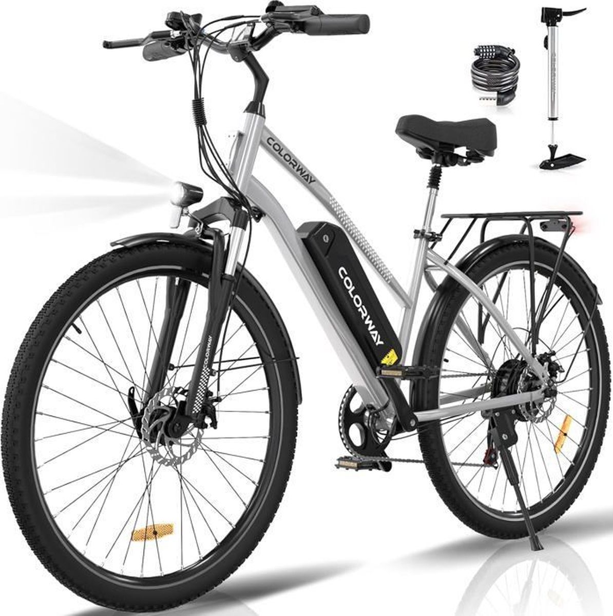 Vélo électrique COLORWAY 26″ – Moteur 250W, Batterie 36V 15Ah, Autonomie 100km, écran LCD, Freins à Disque, Suspension Avant