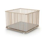 Parc pliant carré - WEBABY - CALI - 100 x 100 cm - 4 roulettes - Jusqu'à 24 mois - Hêtre brut