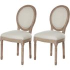 Lot de 2 - Chaise MEDAILLON Beige - Marque ATHM DESIGN - Pieds Bois - Assise Tissu - Pour Salle à manger