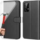 BOOLING Lot de 2 Verres Trempés+ Coque pour Samsung A23 5G Intégrale Anti-Rayure Effet Cuir Noir