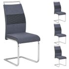IDIMEX Lot de 4 chaises de salle à manger ou cuisine ERZA avec assise rembourrée poignée et piètement chromé, en tissu gris foncé et noir
