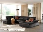 LISA DESIGN Vermont - canapé panoramique d'angle gauche - 7 places - XXL - en velours - Gris foncé