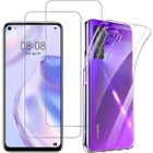 Huawei P40 Lite 5G - Coque souple transparente + 2 Films en Verre trempé résistants Anti Casse écran [ Novago® ]