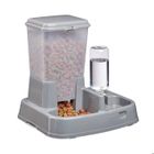 Relaxdays Distributeur d’eau et de croquettes, duo automatique pour chiens & chats, bouteille, 4 L, plastique, gris