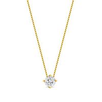 Orovi -  Collier pour femme en or jaune 0,15 carats avec pendentif solitaire diamant brillant 14 carats (585) - Chaîne de 45 cm de