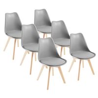 Lot de 6 chaises DEWINNER - Coloris :Gris - Style : scandinave - Pieds : bois