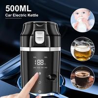 Bouilloire électrique portable, 500 ml -Mini Mug de voyage avec doublure en acier inoxydable 304, 100W tasse d'ébullition rapide
