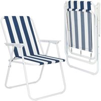 SPRINGOS® Chaise pliante de camping de plage 52x59x80 cm - bleu foncé