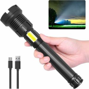 Lampe Torche COB Ultra Lumineuse – DEL Camping Tactique – USB Rechargeable – Neuve