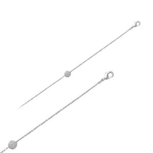 Bracelet En Argent Massif Avec Zirconiums - Forme Carrée - Occasion