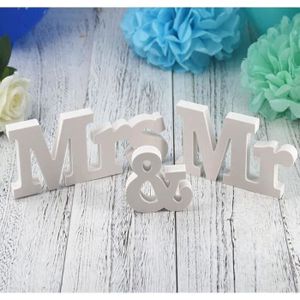 Blanc Mr /& Mrs Lettres en Bois Signes de Mariage Alphabet décoratif pour Table de Mariage Table de fête HERCHR Mr et Mme Wood Signe