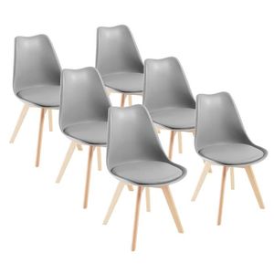CHAISE Lot de 6 chaises DEWINNER - Coloris :Gris - Style 
