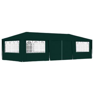 VOILE D'OMBRAGE VOILE D'OMBRAGE - TOILE SOLAIRE - Tente de réception avec parois latérales 4x9 m Vert 90 g/m² - DIO7380740060445
