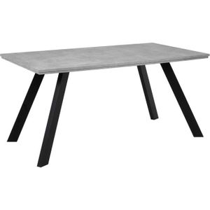 TABLE À MANGER SEULE Table à manger seule KONSTANZ - 6 à 8 personnes - Mélaminé béton et noir - L160 x H75 x P90 cm