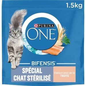 CROQUETTES LOT DE 4 - PURINA ONE - Croquettes pour chat Stérilisé à la Truite - sac de 1,5 kg