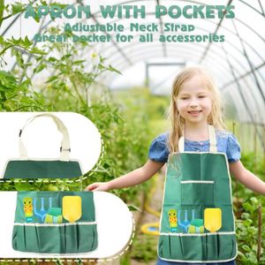 JARDINAGE - BROUETTE Kit d'outils de jardinage pour enfants - SHIPENOPHY - 9 pièces - sac à outils en toile - gants de jardinage