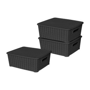 BOITE DE RANGEMENT Lot de 3 boites de rangement noires Store Box (L 3