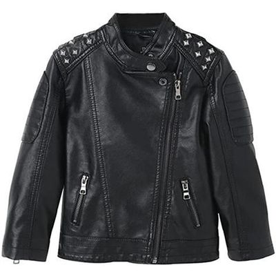 Veste clout e en Simili Cuir Gar on Blouson Motard Printemps