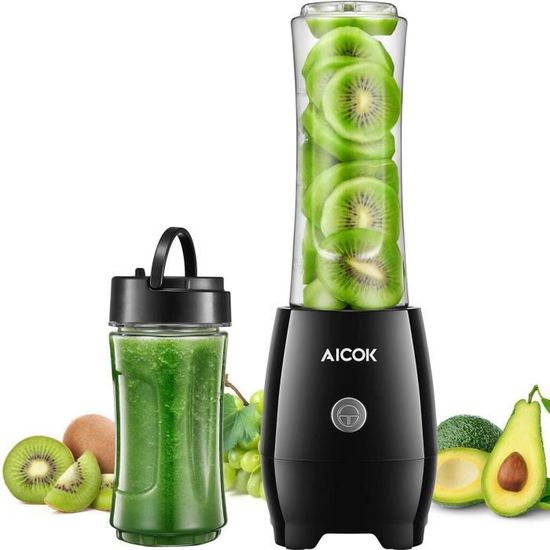 Mixeur Blender 800W Apritsce - Smoothie Maker Avec 2 Bouteilles Portables Et Tasse Broyage