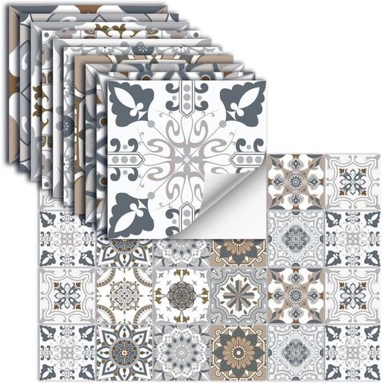 Autocollants Carrelage Style Azulejos - 24 Stickers PVC 10x10cm Pour Salle De Bain Et Cuisine