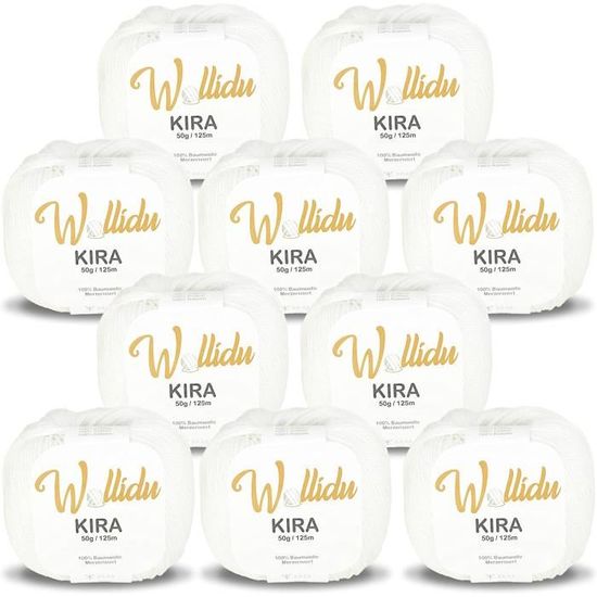 Lot De 4 Pelotes Fil Coton 100% - 50g/125m - Pour Tricot Et Crochet - Blanc - Qualité Oeko-Tex