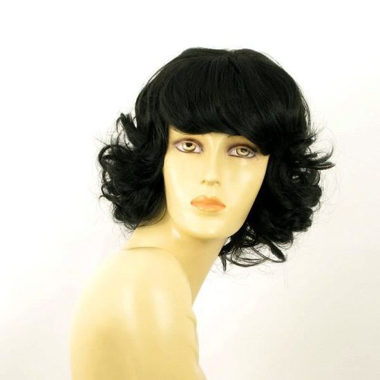 Perruque Femme Synthétique Mi-longue Bouclée Noire VANDA 1B - Bonnet Classique - Neuf