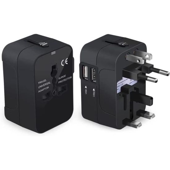 Adaptateur De Voyage Universel – Prises UK, US, AU, EU – Convertisseur Mural – Neuf